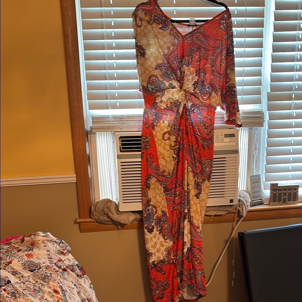 Paisley Print Red and Cream Dress